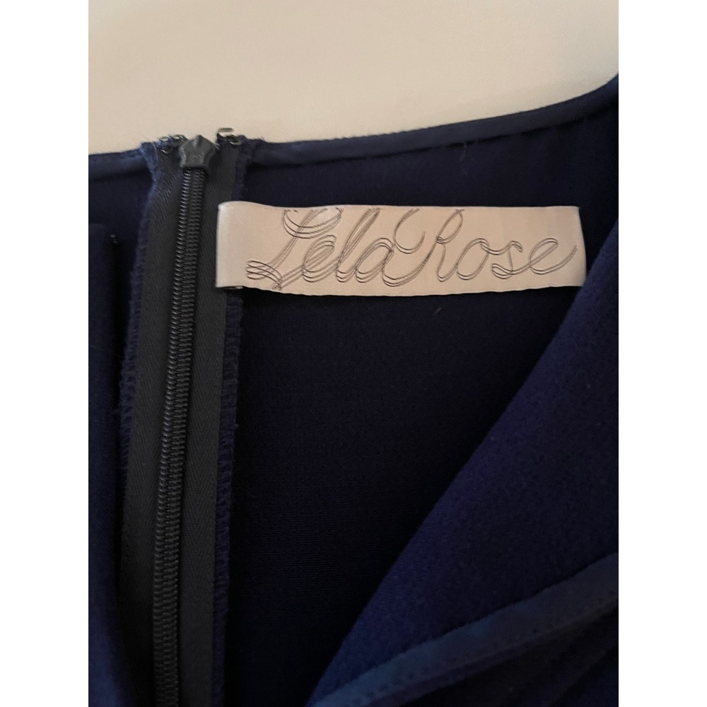 Lela Rose‎ Navy Blue Dress Keyhole Neckline Career Casual Size 4 - Picture 4 of 8